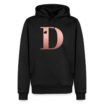 Buchstabe D Roségold - Männer Premium Bio Hoodie - Schwarz - Vorne - Nico (187cm)