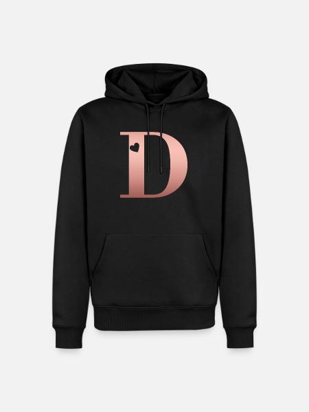 letter D rose gold - Men’s Premium Organic Hoodie - black