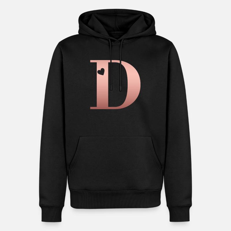 Buchstabe D Roségold - Männer Premium Bio Hoodie - Schwarz