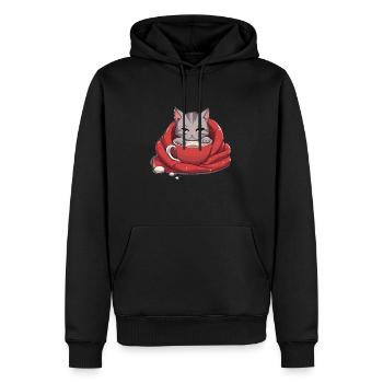 Chat adorable - Sweat à capuche Premium bio Homme - noir - Devant - Nico (187cm)