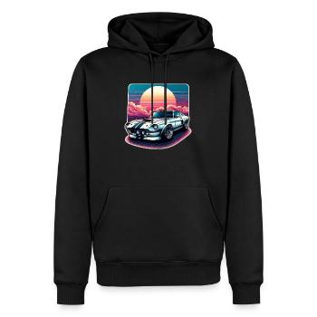 Oldtimer Sonnenuntergang - Männer Premium Bio Hoodie - Schwarz - Vorne - Nico (187cm)