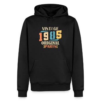Mois 1985. Cadeau d'anniversaire 1985. 39 ans Birt - Sweat à capuche Premium bio Homme - noir - Devant - Nico (187cm)