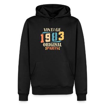 Mois 1983. Cadeau d'anniversaire 1983. 41 ans Birt - Sweat à capuche Premium bio Homme - noir - Devant - Nico (187cm)