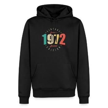 1972 Vintage Anniversaire Rétro Cadeau 1972 - Sweat à capuche Premium bio Homme - noir - Devant - Nico (187cm)