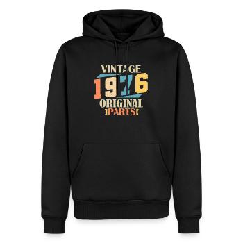 Mois 1976. Cadeau d'anniversaire 1976. 48 ans Birt - Sweat à capuche Premium bio Homme - noir - Devant - Nico (187cm)