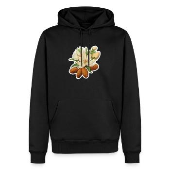 Amandes et fleurs d’amandier - Sweat à capuche Premium bio Homme - noir - Devant - Nico (187cm)