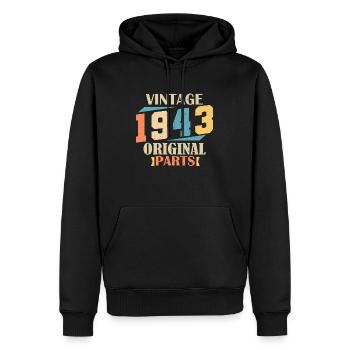 Mois 1943. Cadeau d'anniversaire 1943. 81 ans Birt - Sweat à capuche Premium bio Homme - noir - Devant - Nico (187cm)