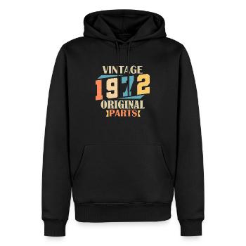 Mois 1972. Cadeau d'anniversaire 1972. 52 ans Birt - Sweat à capuche Premium bio Homme - noir - Devant - Nico (187cm)