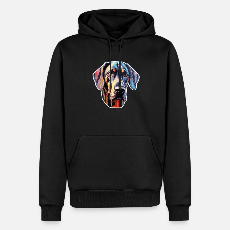 Danois Great Dane psychédélique - Sweat à capuche Premium bio Homme - noir