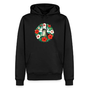 Hawaiianisches Mönchssiegel im Retro-Stil - Männer Premium Bio Hoodie - Schwarz - Vorne - Nico (187cm)