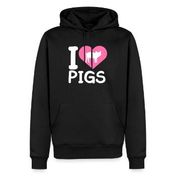 I Love Schweine Herz Schweinchen Silhouette Liebe - Männer Premium Bio Hoodie - Schwarz - Vorne - Nico (187cm)