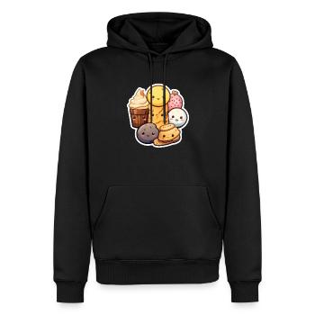 Bonbons de style kawaii - Sweat à capuche Premium bio Homme - noir - Devant - Nico (187cm)