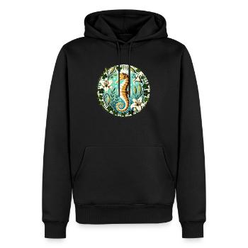 Seepferdchen - Männer Premium Bio Hoodie - Schwarz - Vorne - Nico (187cm)