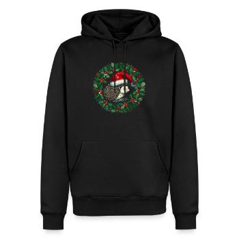 Hérisson de Noël - Sweat à capuche Premium bio Homme - noir - Devant - Nico (187cm)