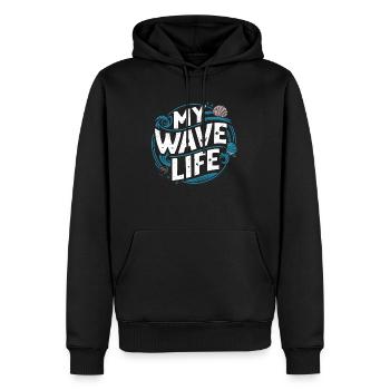 My wave life - Sweat à capuche Premium bio Homme - noir - Devant - Nico (187cm)