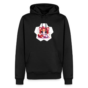 Kawaï Chaton joueur - Sweat à capuche Premium bio Homme - noir - Devant - Nico (187cm)