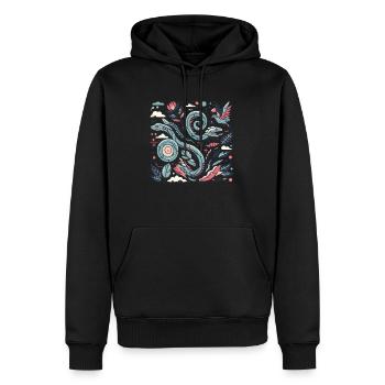 Harmonie der Schlange und der Natur - Männer Premium Bio Hoodie - Schwarz - Vorne - Nico (187cm)
