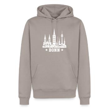 Bonn Stadt Skyline - Männer Premium Bio Hoodie - Taupe - Vorne - Nico (187cm)