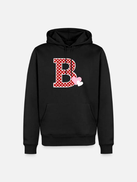 Buchstabe B Herz - Männer Premium Bio Hoodie - Schwarz