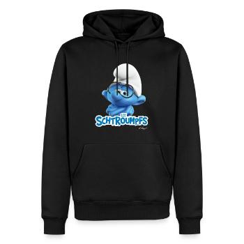 Les Schtroumpfs Le Schtroumpf À Lunettes Logo - Men’s Premium Organic Hoodie - black - Front - Nico (187cm)
