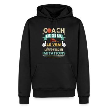 Coach Le Seul Le Vrai Cadeau Homme Basket-Ball - Sweat à capuche Premium bio Homme - noir - Devant - Nico (187cm)