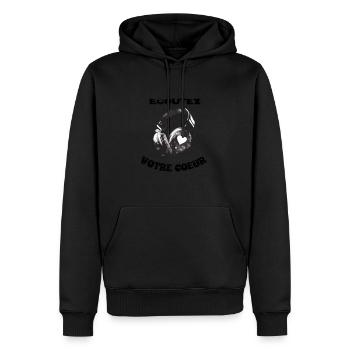 Ecoutez votre coeur - Sweat à capuche Premium bio Homme - noir - Devant - Nico (187cm)