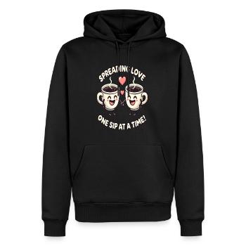 Happy duo of coffee cups - Men’s Premium Organic Hoodie - black - Front - Nico (187cm)