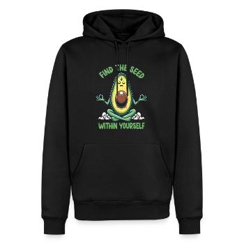 Fun yoga with avocado - Men’s Premium Organic Hoodie - black - Front - Nico (187cm)