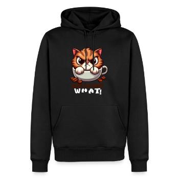 Chat en colère, où est mon café ? - Sweat à capuche Premium bio Homme - noir - Devant - Nico (187cm)