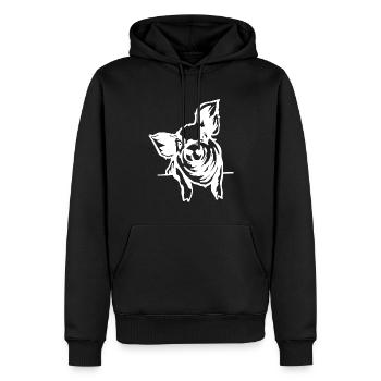 Schwein - Männer Premium Bio Hoodie - Schwarz - Vorne - Nico (187cm)