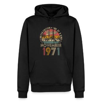 November Jahrgang 1971 Vintage Retro Geburtstag - Männer Premium Bio Hoodie - Schwarz - Vorne - Nico (187cm)