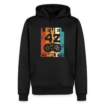 42 ans rétro 42 anniversaire drôle - Sweat à capuche Premium bio Homme - noir - Devant - Nico (187cm)