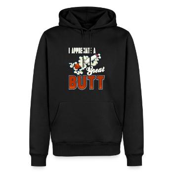 Ich schätze einen tollen Hintern - Männer Premium Bio Hoodie - Schwarz - Vorne - Nico (187cm)