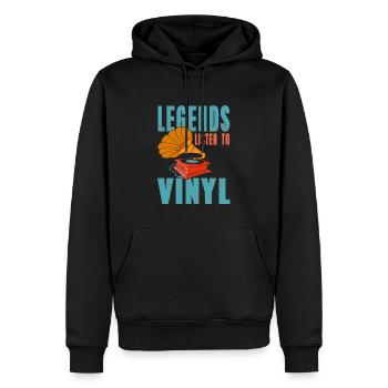 Les légendes écoutent des disques vinyles - Sweat à capuche Premium bio Homme - noir - Devant - Nico (187cm)