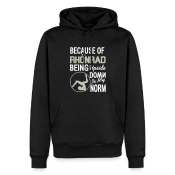 Auf dem Kopf stehen ist meine Norm - Männer Premium Bio Hoodie - Schwarz - Vorne - Nico (187cm)