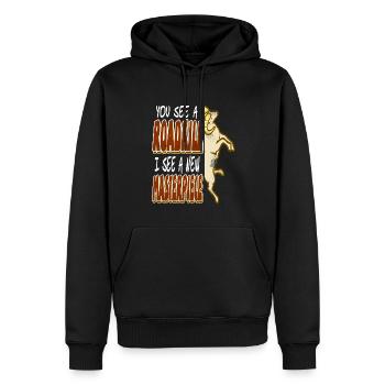Du siehst einen Roadkill ich sehe ein Meisterstück - Männer Premium Bio Hoodie - Schwarz - Vorne - Nico (187cm)