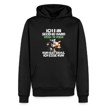 Végétarien d’occasion - Sweat à capuche Premium bio Homme - noir - Devant - Nico (187cm)