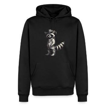 Cowboy Raccoon Vintage Western Art - Men’s Premium Organic Hoodie - black - Front - Nico (187cm)
