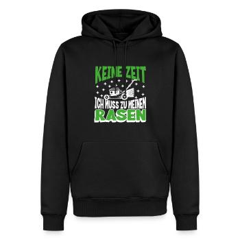 Keine Zeit, ich muss zu meinem Rasen - Männer Premium Bio Hoodie - Schwarz - Vorne - Nico (187cm)