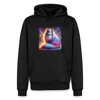 Chat magique de la galaxie dans l’univers - Sweat à capuche Premium bio Homme - noir - Devant - Nico (187cm)
