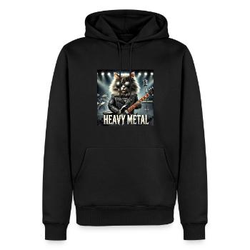 Chat Heavy Metal avec Guitare - Sweat à capuche Premium bio Homme - noir - Devant - Nico (187cm)