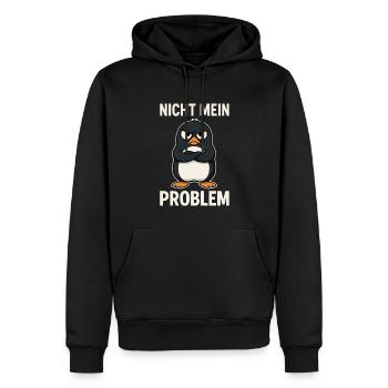 Grim Penguin - Pas mon problème - Sweat à capuche Premium bio Homme - noir - Devant - Nico (187cm)
