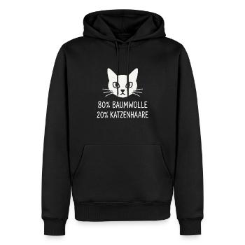80 % coton – 20 % poils de chat - Sweat à capuche Premium bio Homme - noir - Devant - Nico (187cm)