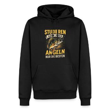 Fishing instead of studying – Funny saying - Men’s Premium Organic Hoodie - black - Front - Nico (187cm)