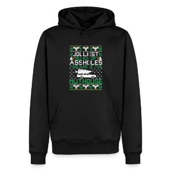 Jolliest Bunch Of Assholes Side Of The Nuthouse - Männer Premium Bio Hoodie - Schwarz - Vorne - Nico (187cm)