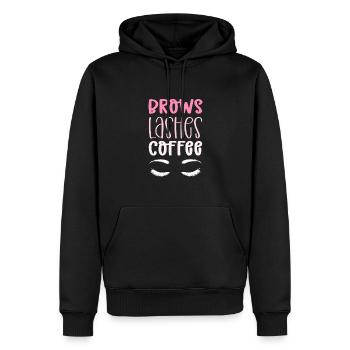 Cils des sourcils café. Microblading - Sweat à capuche Premium bio Homme - noir - Devant - Nico (187cm)
