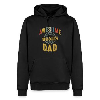 Awesome Bonus Dad Vintage - Männer Premium Bio Hoodie - Schwarz - Vorne - Nico (187cm)