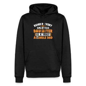 Smartass Daughter Is A Trulu Asshole Dad - Männer Premium Bio Hoodie - Schwarz - Vorne - Nico (187cm)