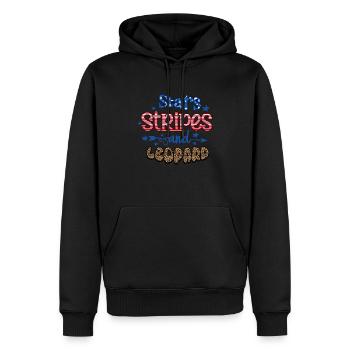 Stars Stripes et Leopard Joyeux 4 juillet - Sweat à capuche Premium bio Homme - noir - Devant - Nico (187cm)