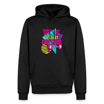 Obtenons un entraînement rétro vintage physique des années 80 - Sweat à capuche Premium bio Homme - noir - Devant - Nico (187cm)
